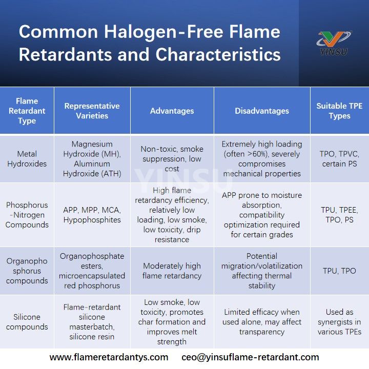 Retardantes de llama comunes sin hal&oacute;genos y caracter&iacute;sticas