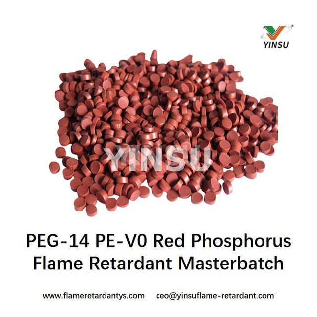 Masterbatch retardante de llama de fósforo rojo PEG-14 PE-V0